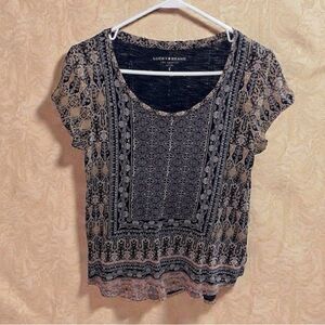 Lucky Brand Black and Brown Bohemian Shirt